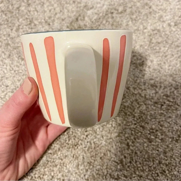 Opal House striped pink turquoise ceramic stoneware coffee mug - Picture 5 of 9
